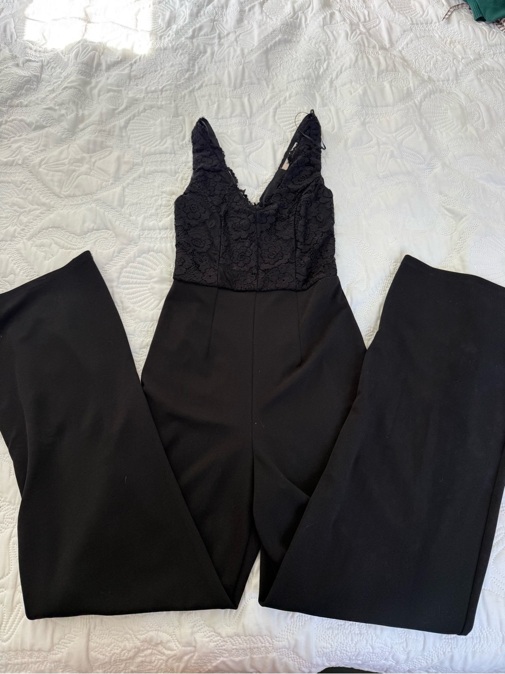 Wilfred Black Lace Bodice Wide-Leg Jumpsuit